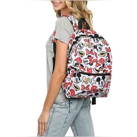 Disney Mickey Minnie Mouse All Over Print Backpack bag w/outer zippered Pocket main image 11
